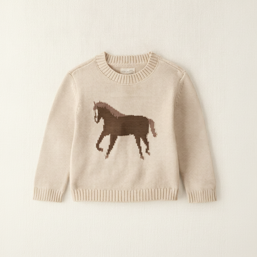 Toddler Organic Cotton Horse Sweater Knit Pullover - Little Planet