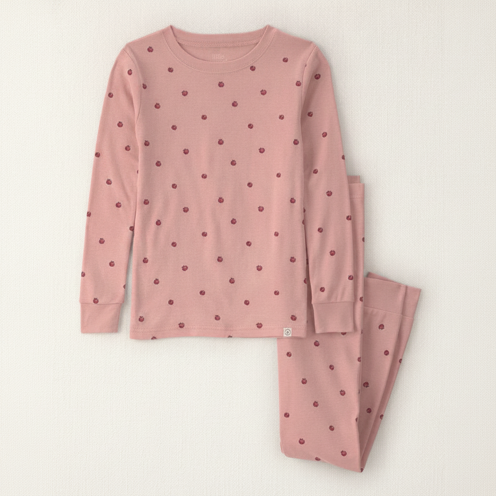 Girls 2 Piece Organic Cotton Pajamas In Apples