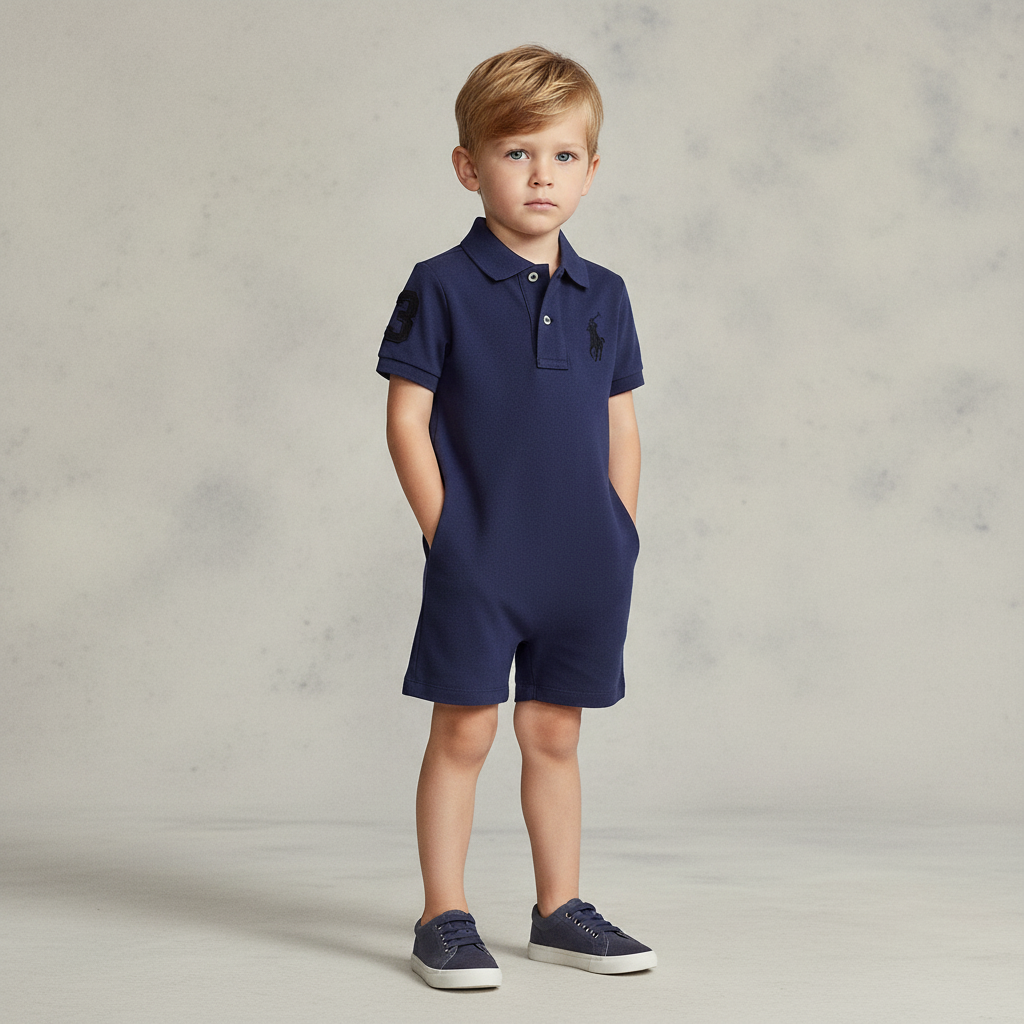 Polo Boys' Big Pony Cotton Mesh Polo Shortall - Baby