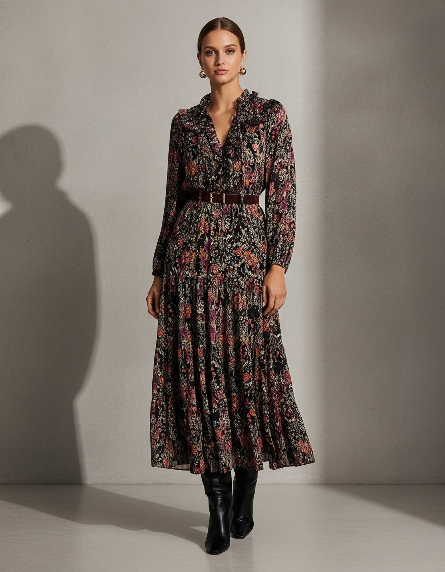 Floral Satin Maxi Dress