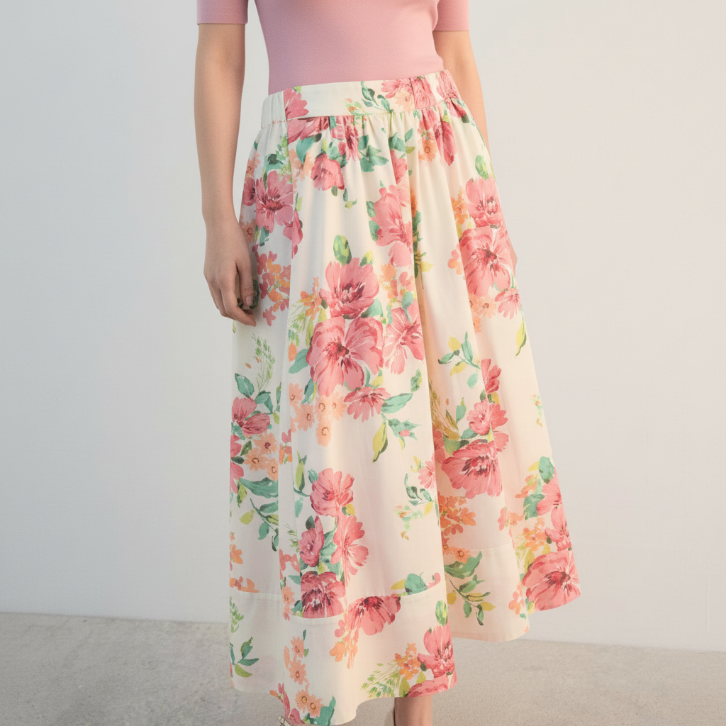 Flowers midi skirt