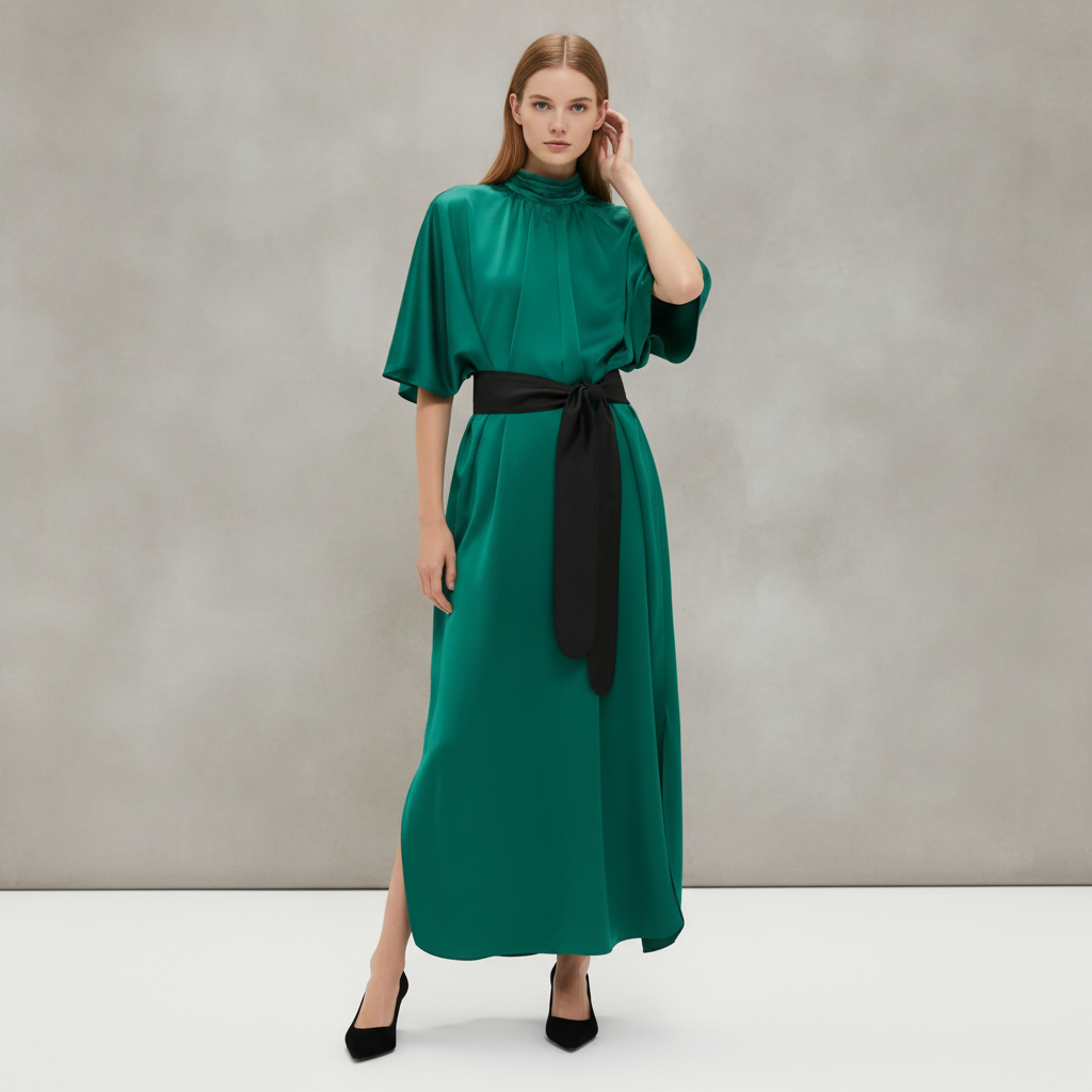 Green Satin Patricia Maxi Dress