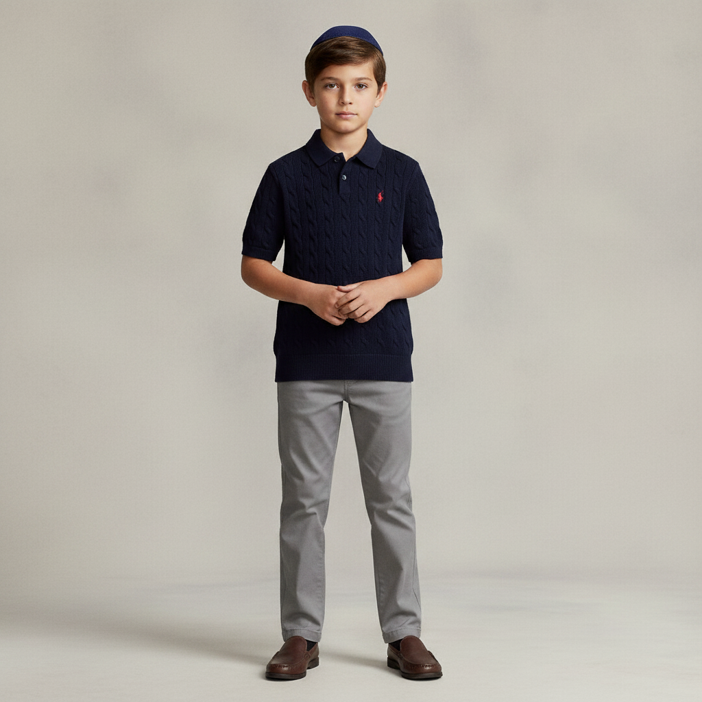 Cable-Knit Cotton Polo Sweater
