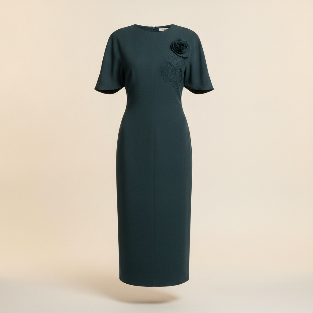 Maeve Ruched Short-Sleeve Midi Dress