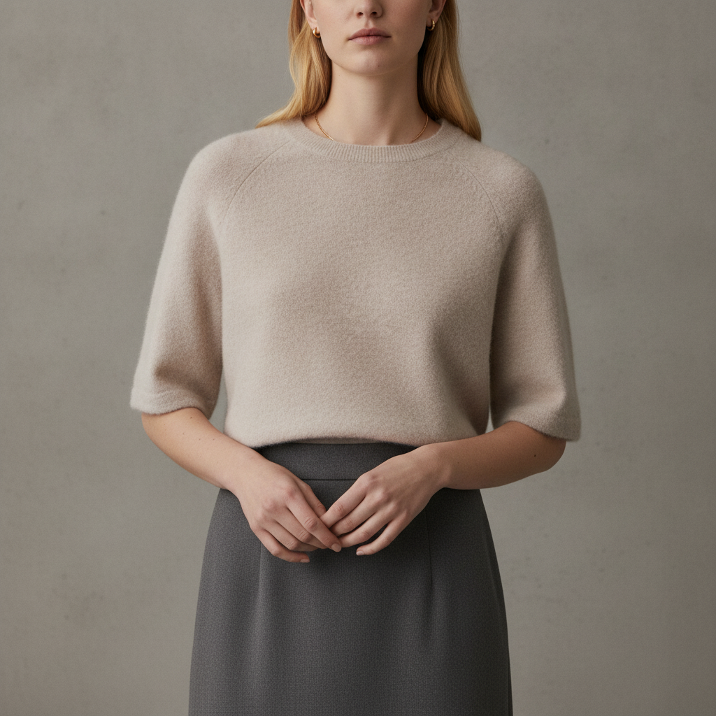 Alpaca-Blend Knitted Top - Oatmeal