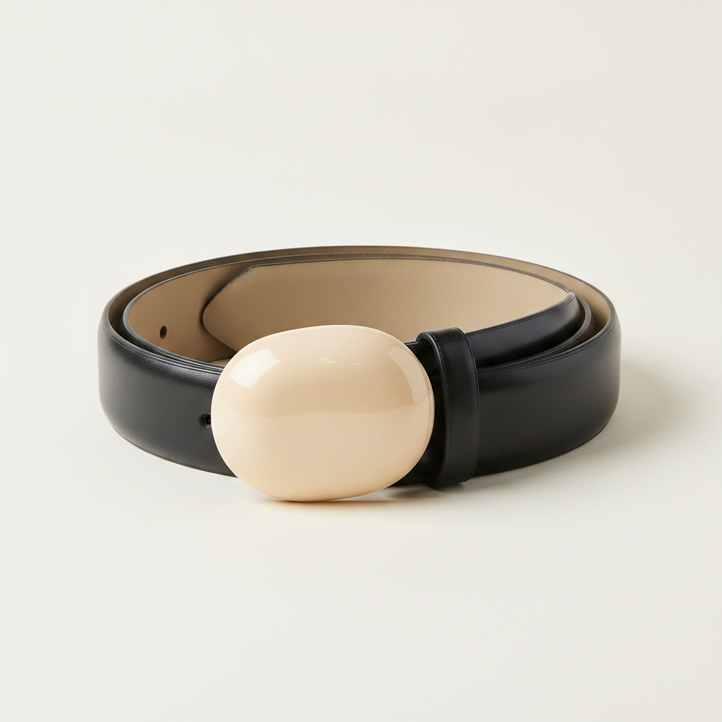 Round Bean Buckle Leather Belt