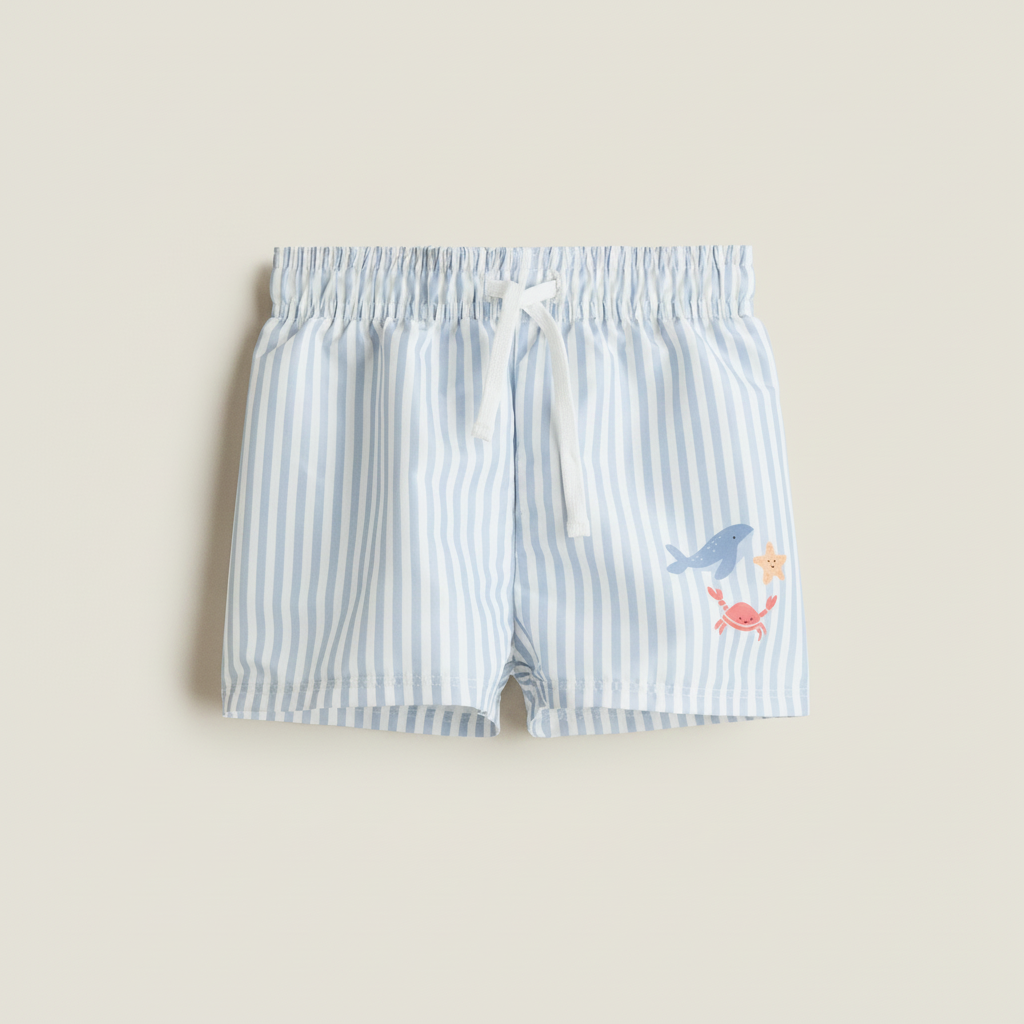 Light blue/whale Patterned Swim Shorts for kids