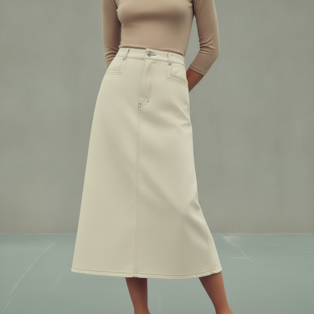STRETCH COLORED DENIM SKIRT