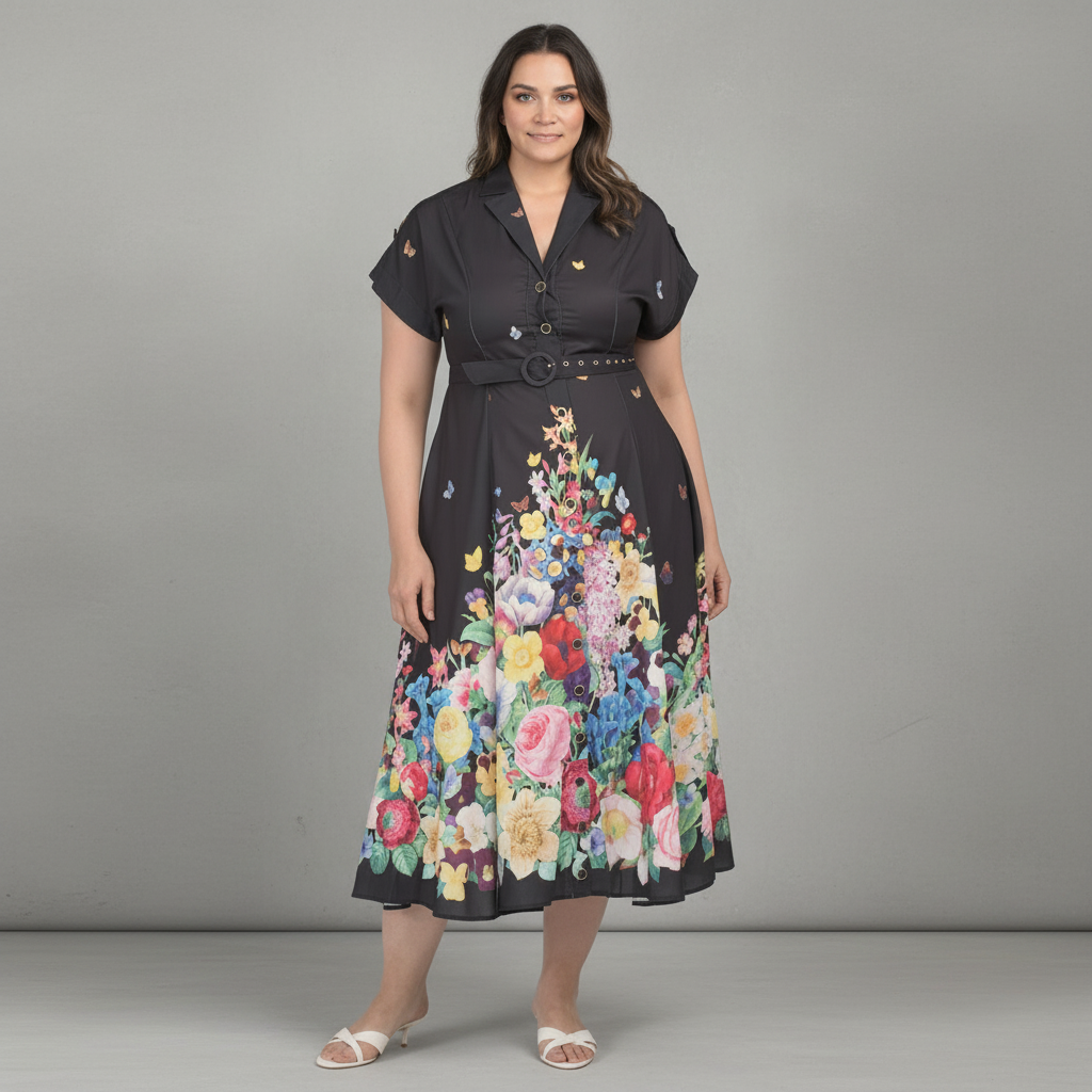 DALIA MACPHEE Plus Cascading Floral Maxi Dress