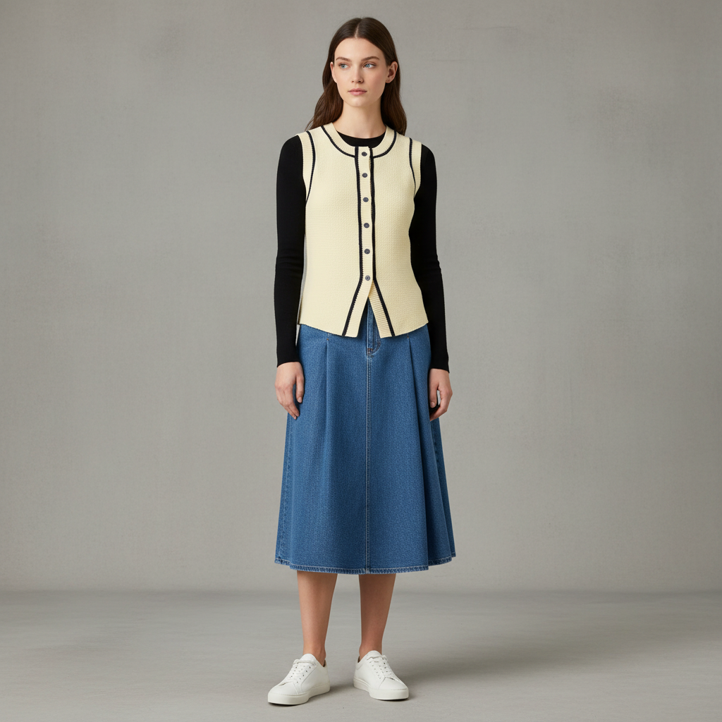 Contrast Piped Sweater Vest