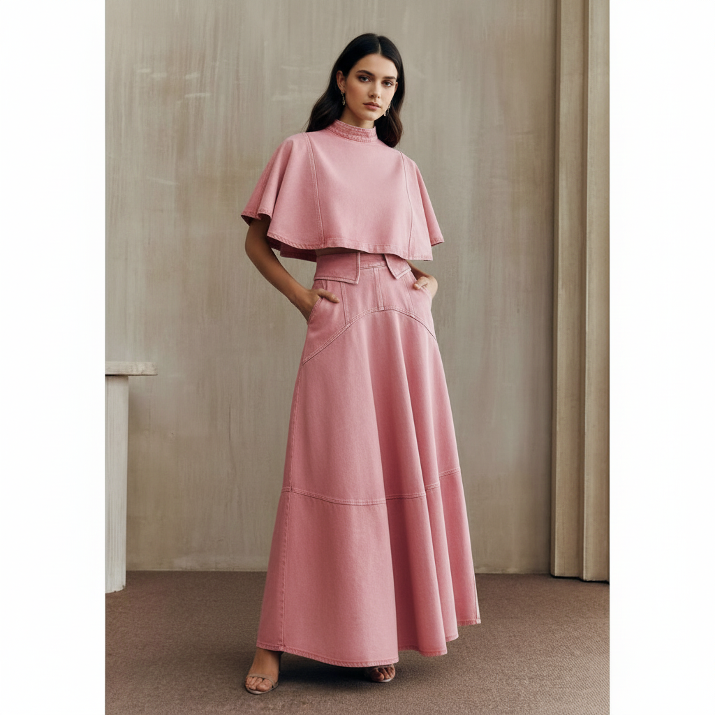 Anewsta Pink Denim Skirt