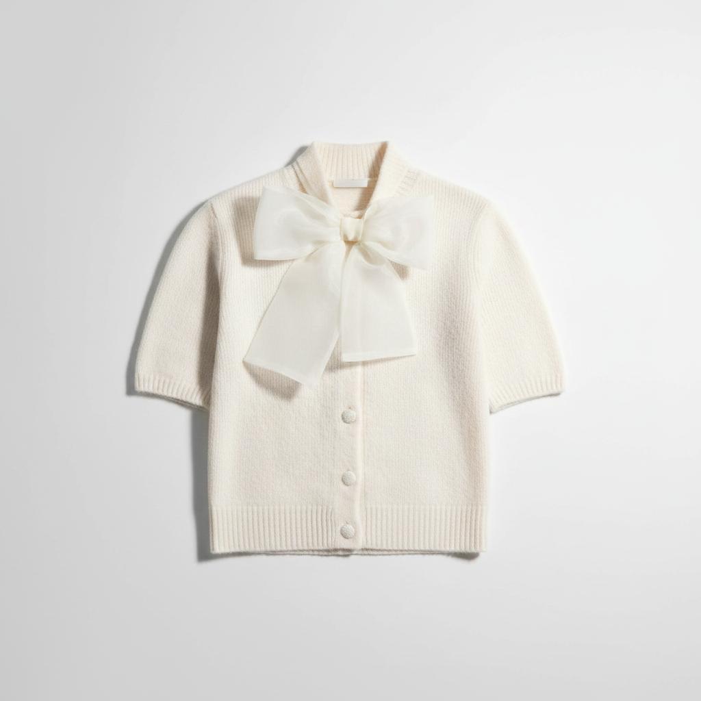 Bow-Detail Knit Cardigan