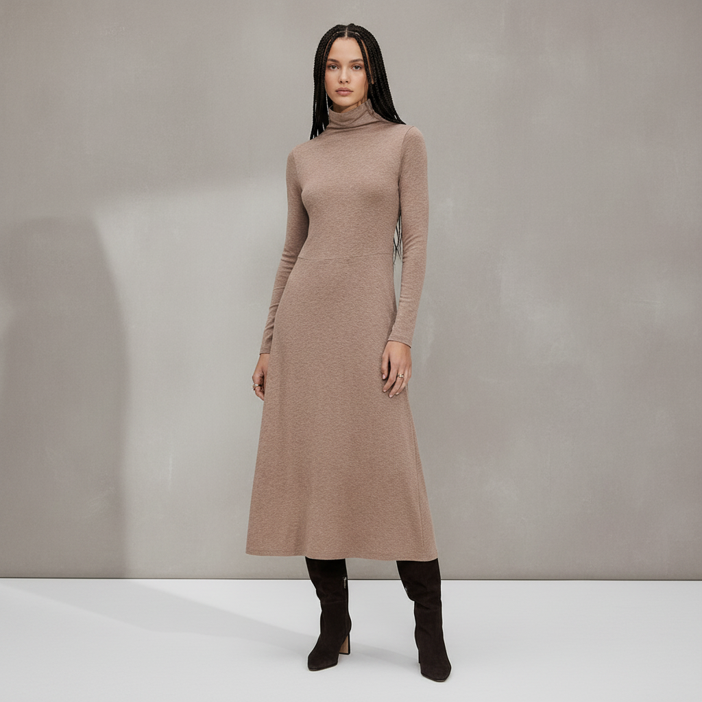 VinceCozy Long Sleeve Funnel Neck Dress