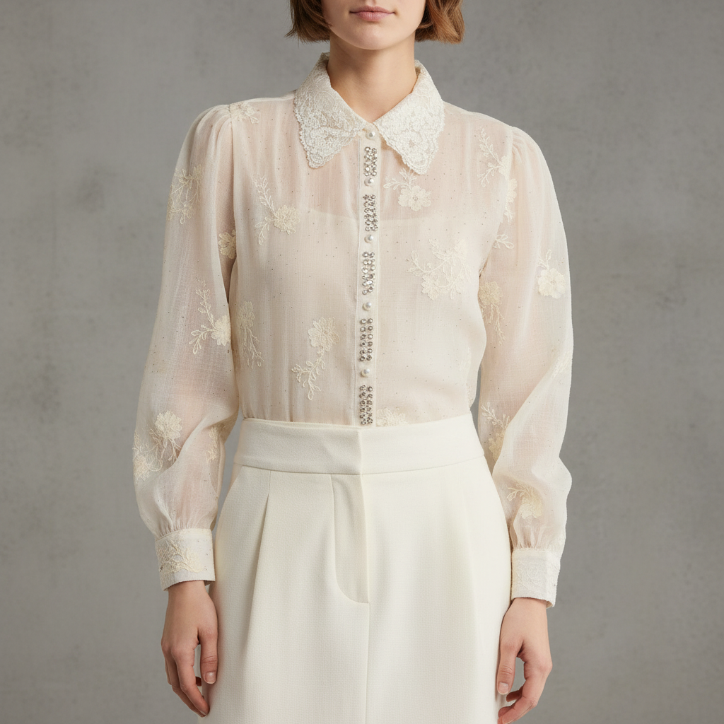 Embroidered Long Sleeve Top