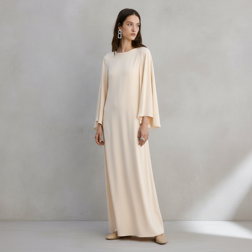 Flared-sleeve satin dress - Women