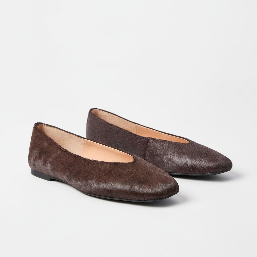 Hair Calf High Vamp Ballet Flats