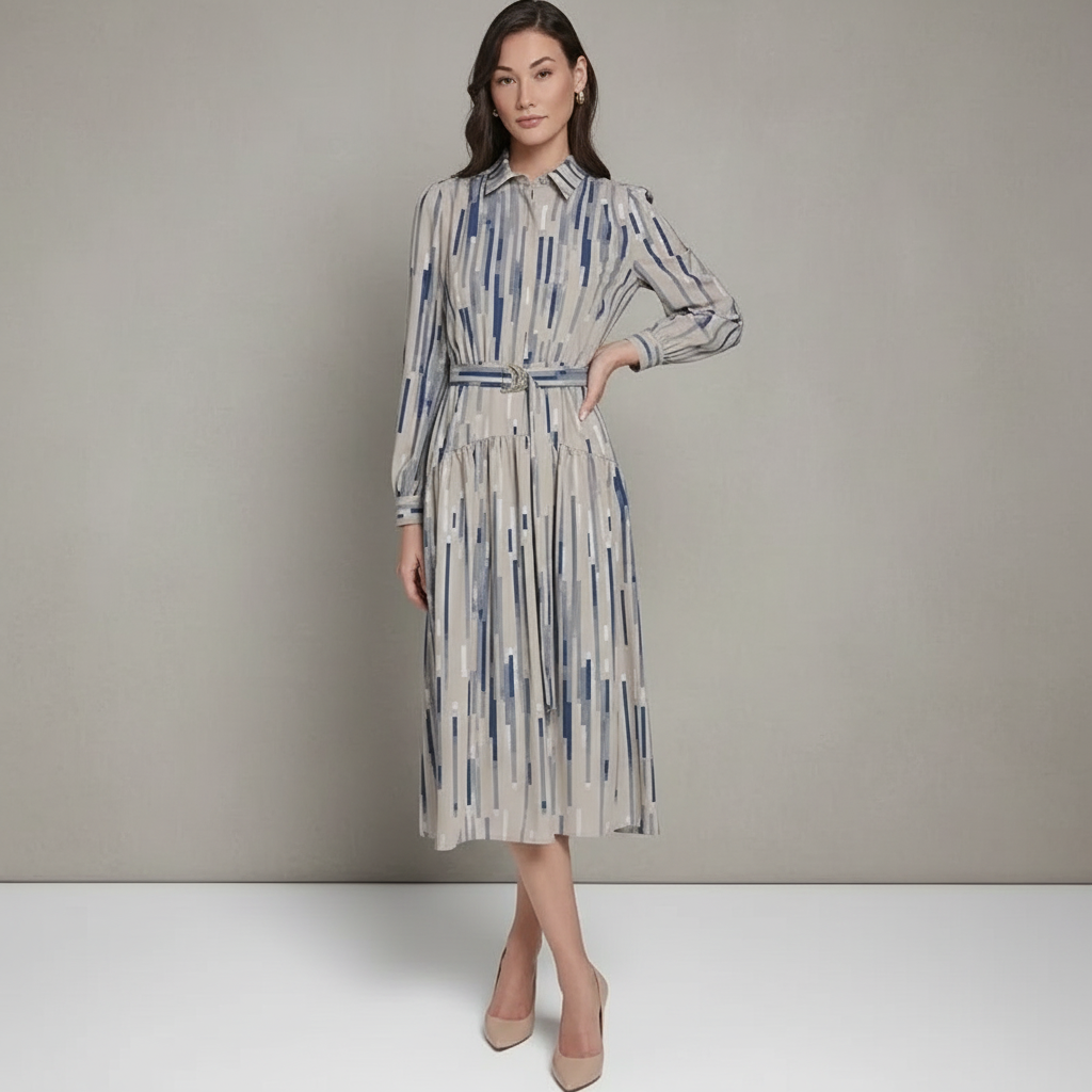 Calvin Klein Balloon Sleeve Printed Dress