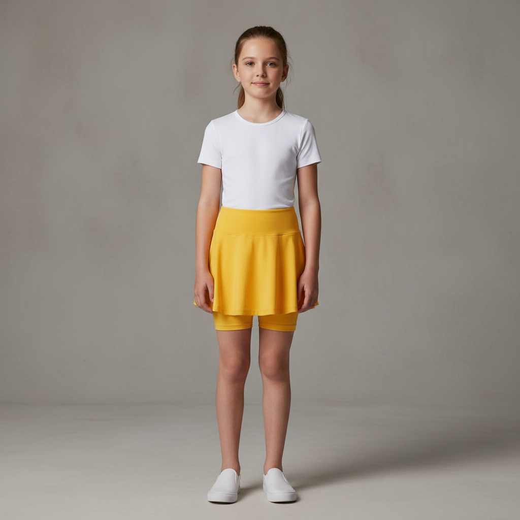 QooNoo Tennis Skirt Athletic Skorts for Kids - Yellow