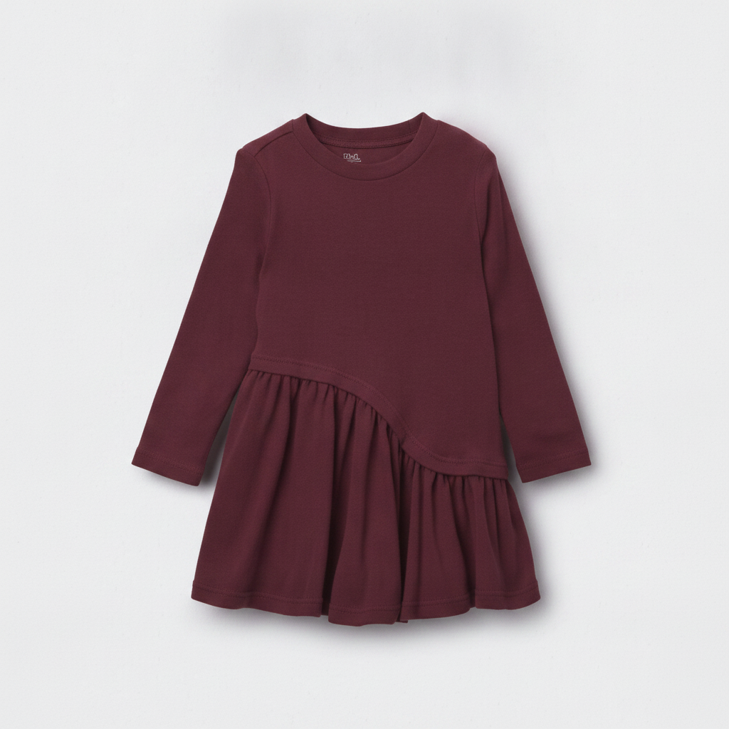 Otter Avenue Toddler Girl Ribbed Long-Sleeve Asymmetrical Dress - Burgundy