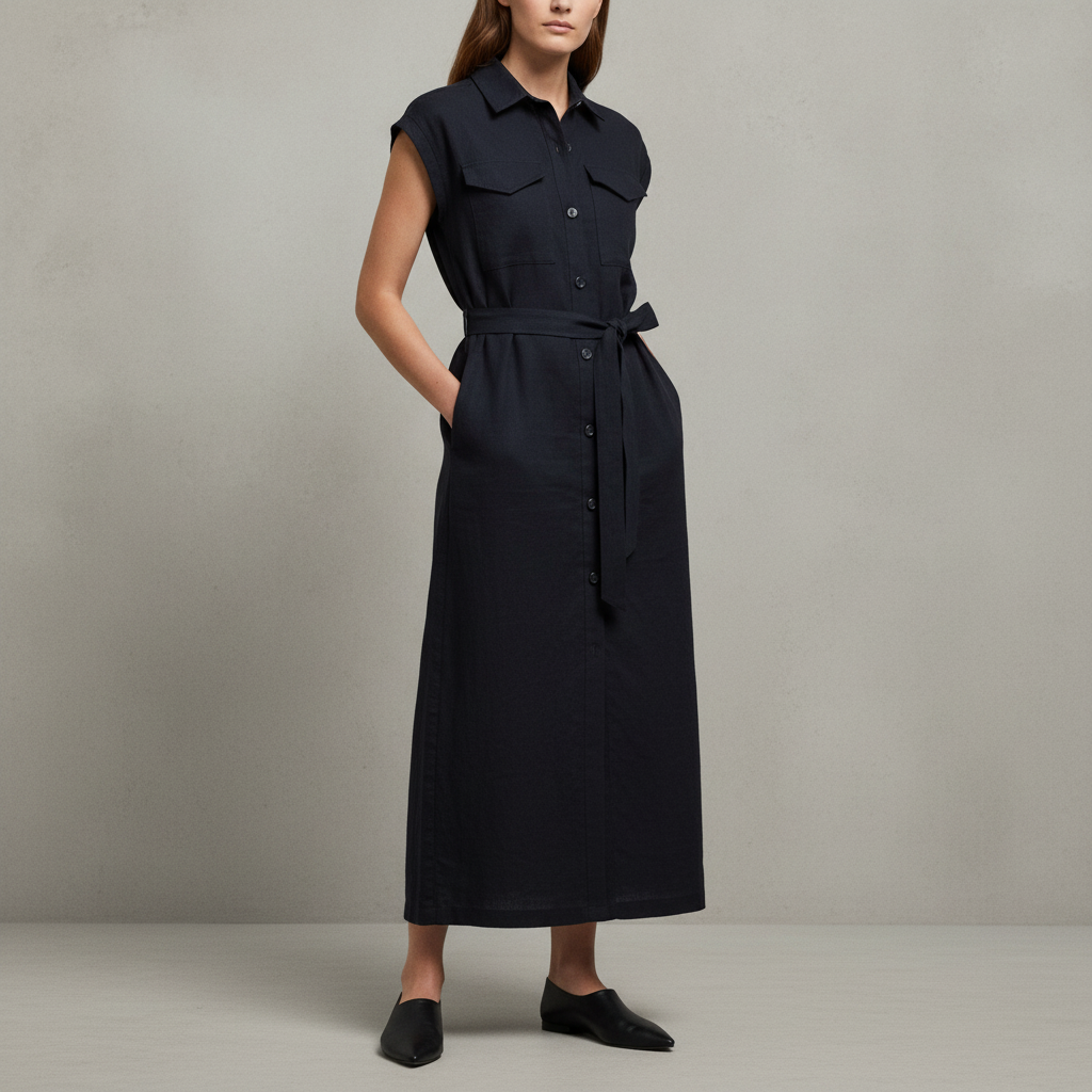 Birdie Cotton & Linen Maxi Shirtdress