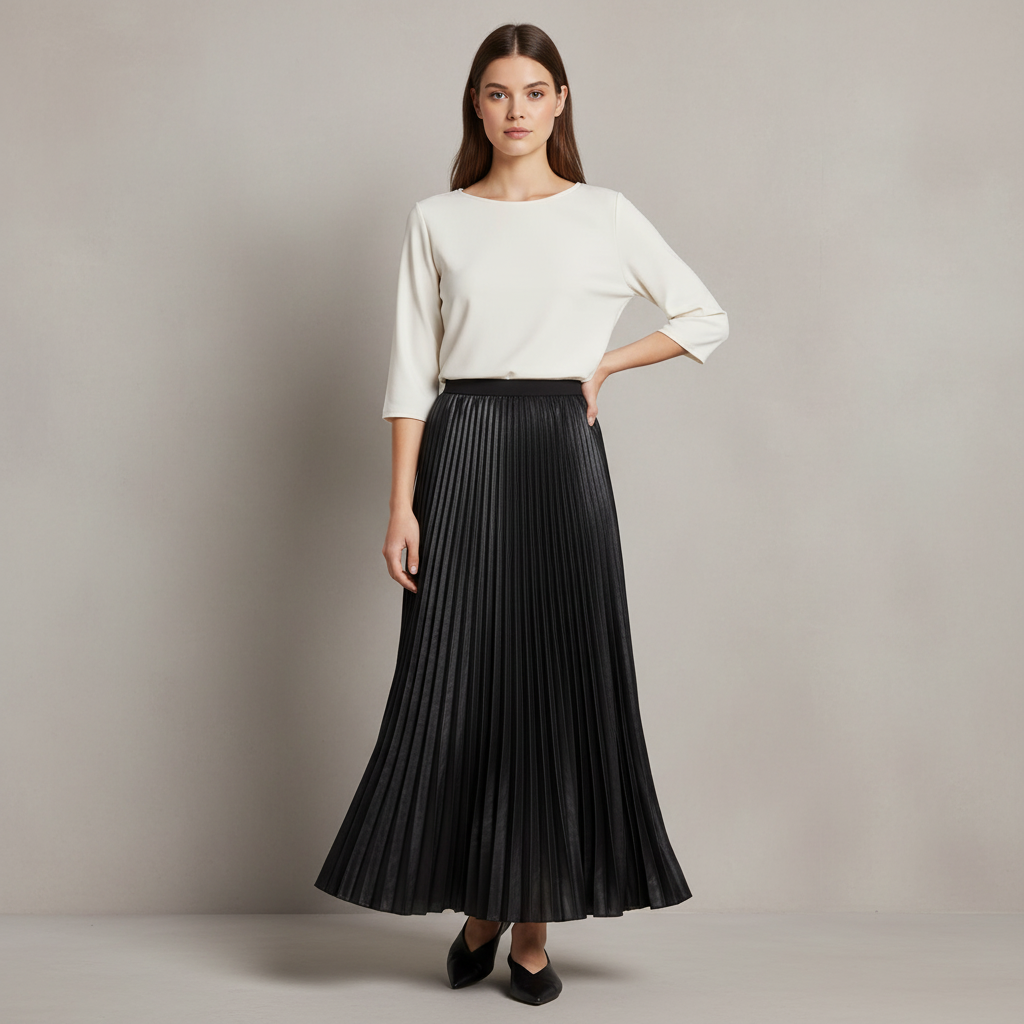 Premium Satin Plisse Maxi Skirt