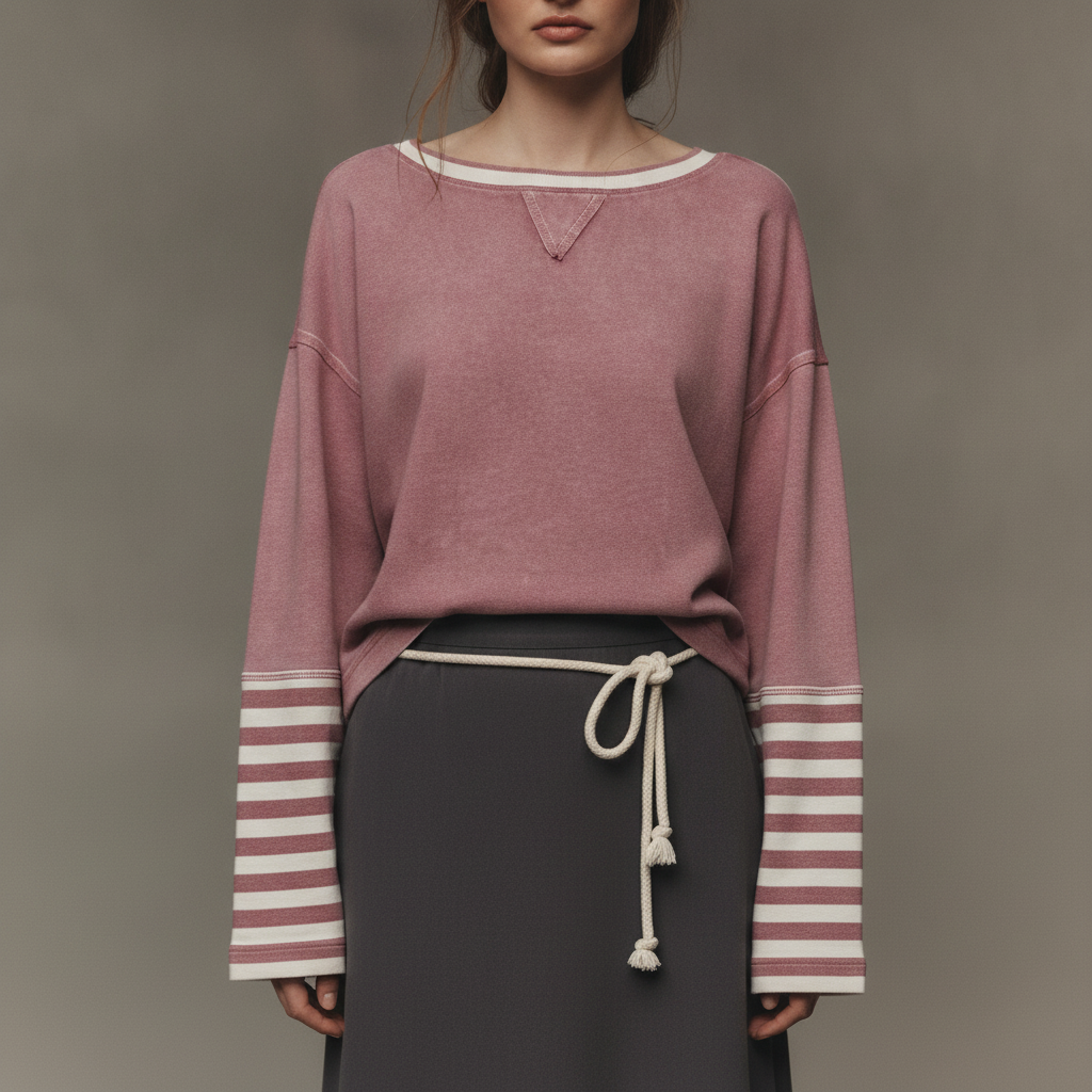 Pilcro Cotton Seamed Long-Sleeve Top