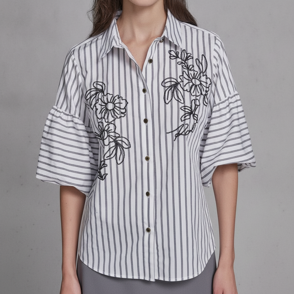 Women's Short-Sleeve Striped Shirt