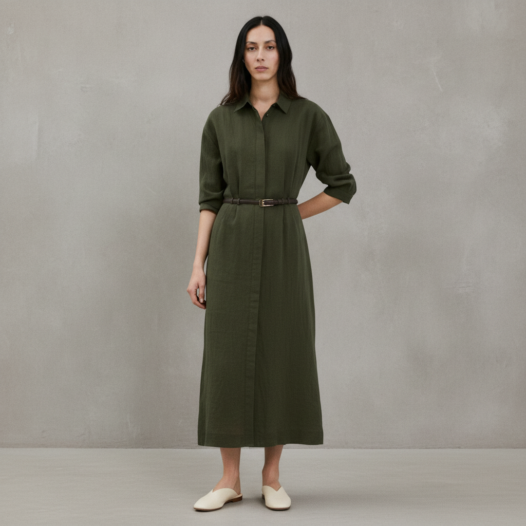 Belted lyocell shirtdress