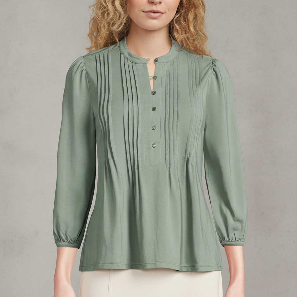 Lands' EndWomen's Lightweight Jersey Button Pintuck Top