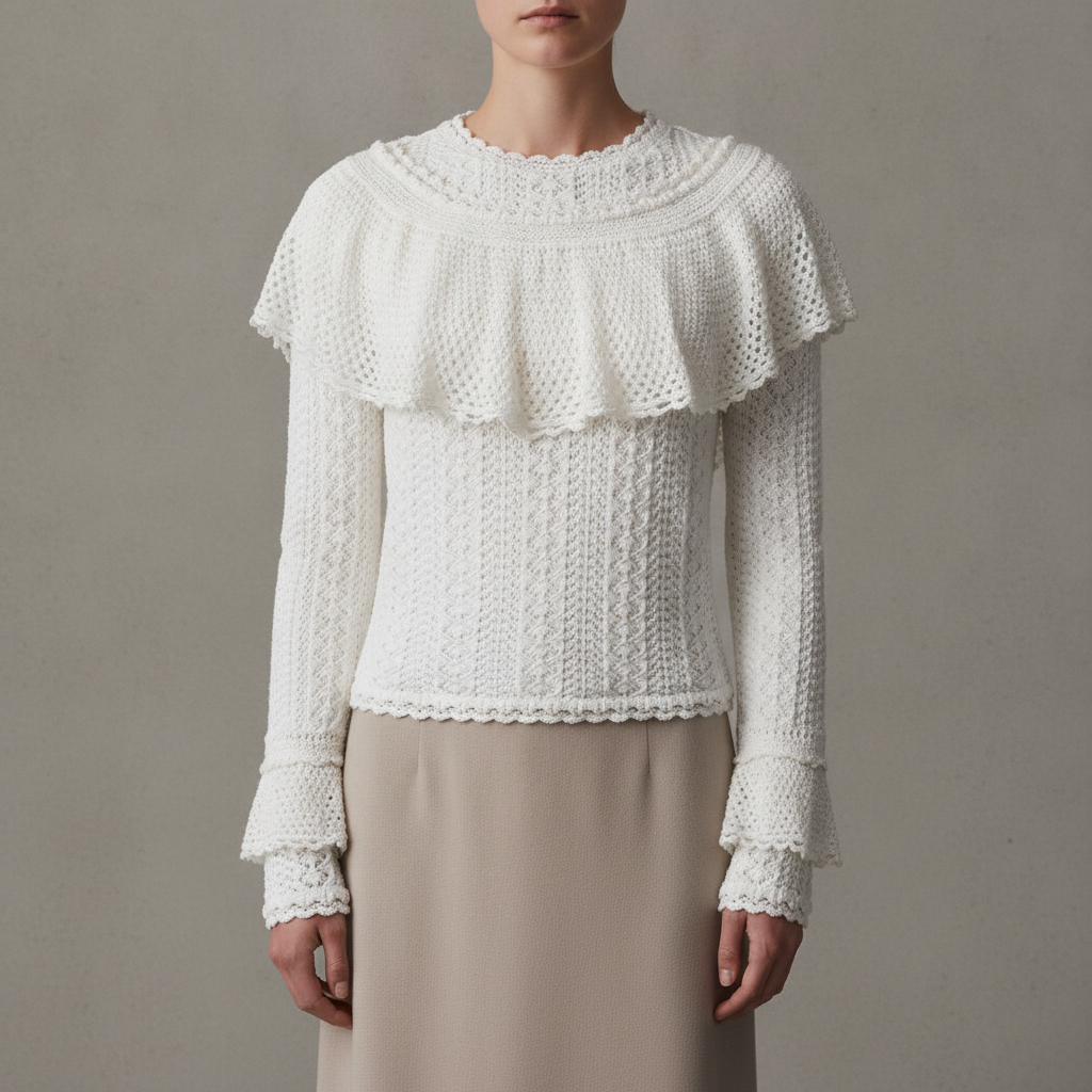 Ruffle Pointelle Sweater