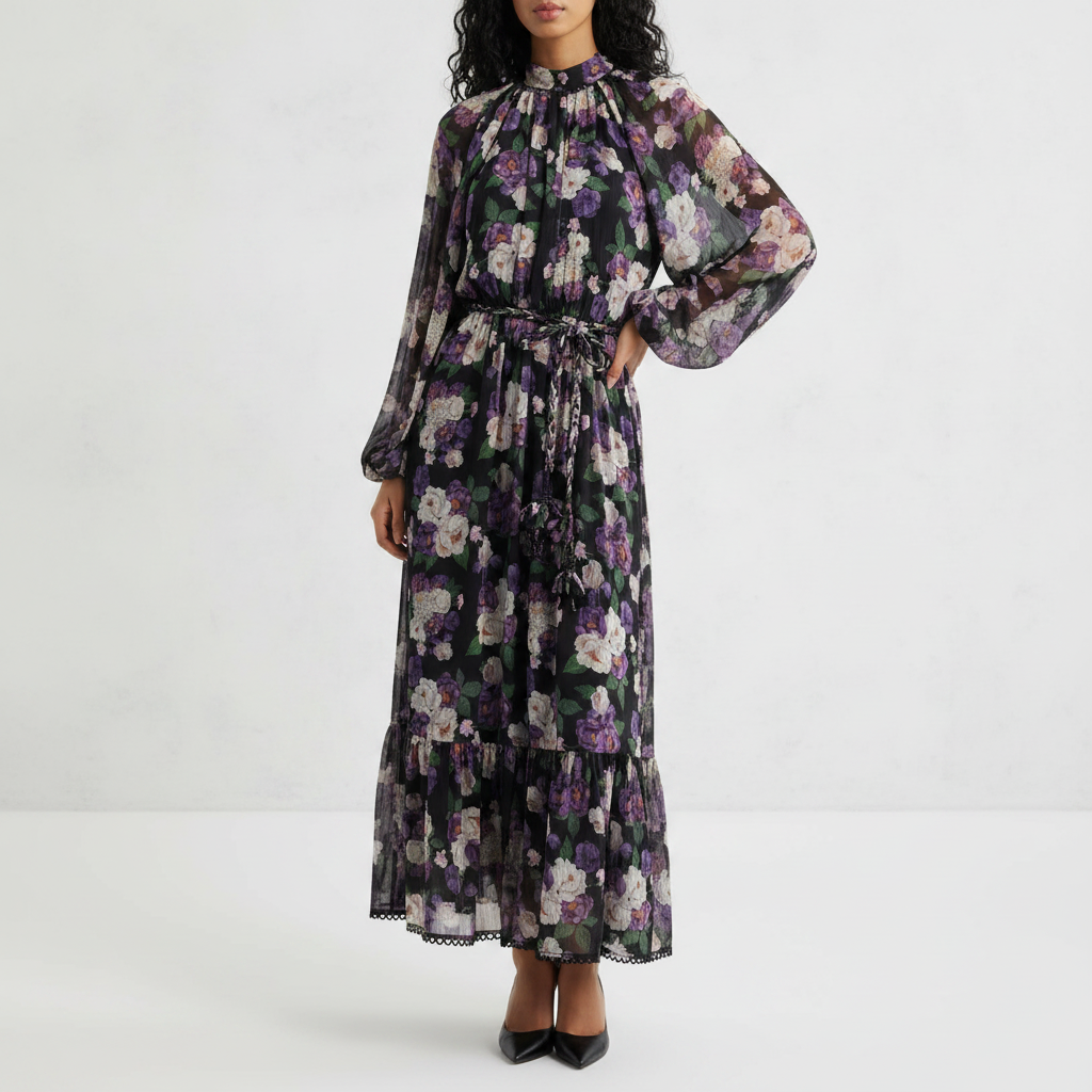 Jasmine Floral Tie Waist Maxi Dress