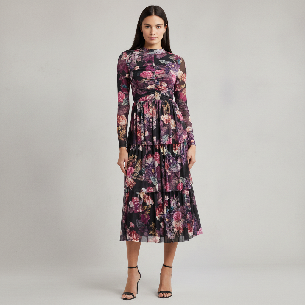 Floral Print Long Sleeve Dress