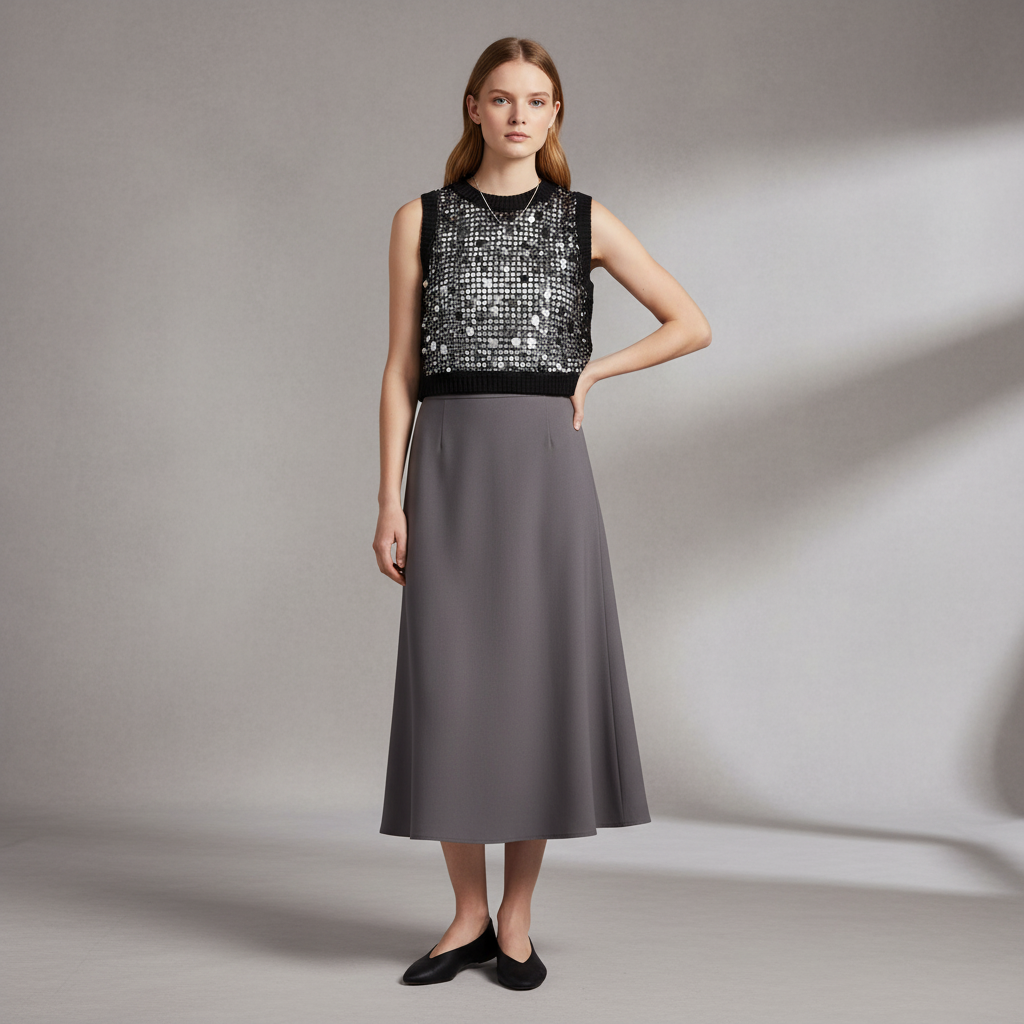 Embellished Cropped Openwork Sweater Vest