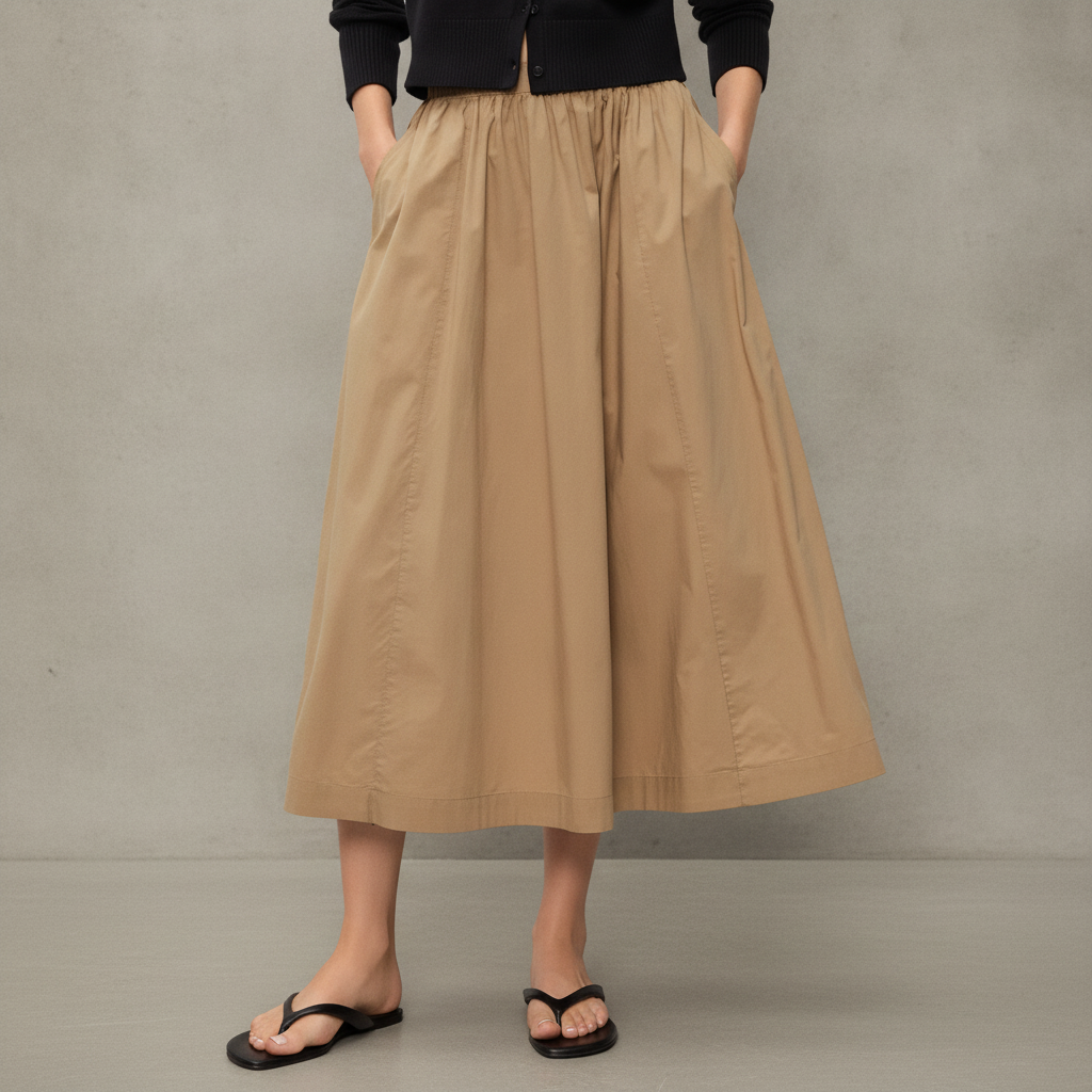 Poplin Midi Skirt