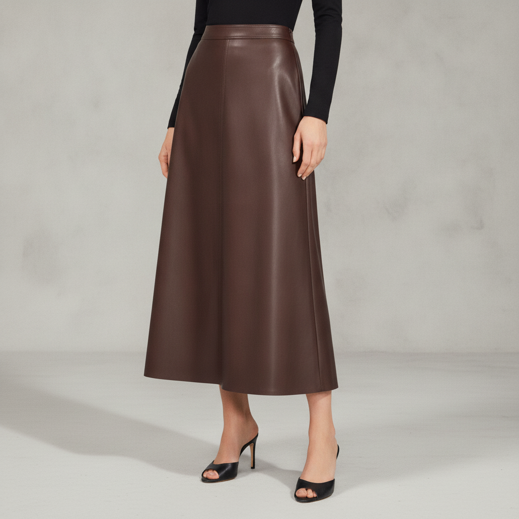 Faux Leather A-Line Maxi Skirt