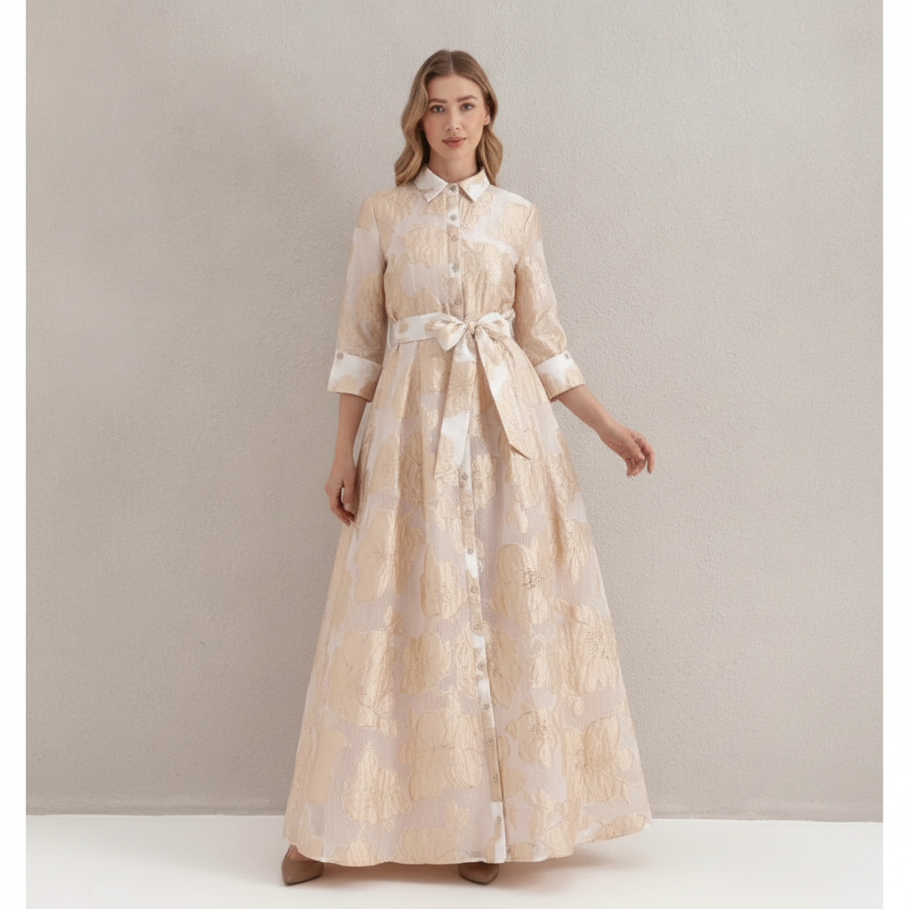 Champaign Petals Maxi Dress