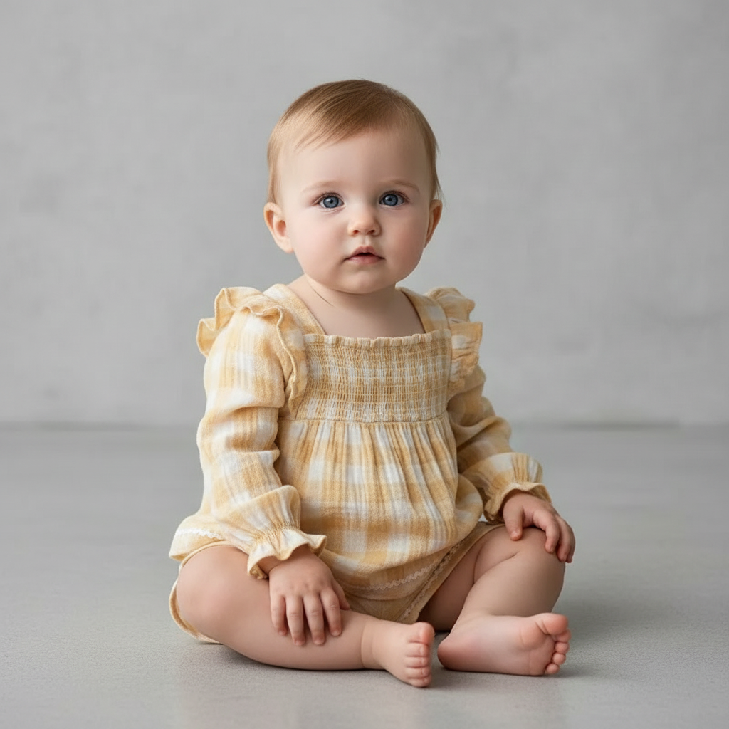 Baby Girls' 2pc Smocked Gingham Set - Cloud Island™ Yellow 18M