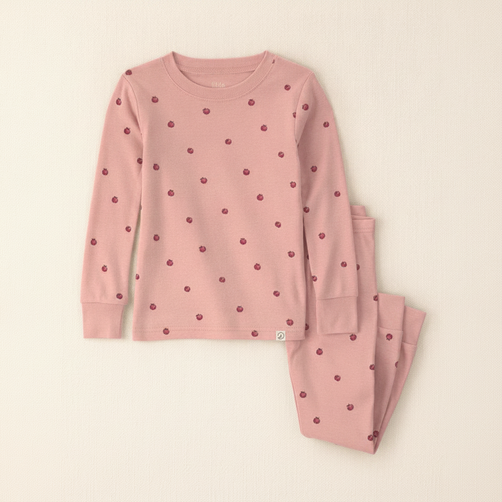 Toddler Girl 2 Piece Organic Cotton Pajamas In Apples