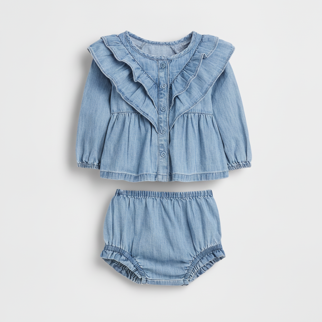 Baby Ruffle Denim Outfit Set