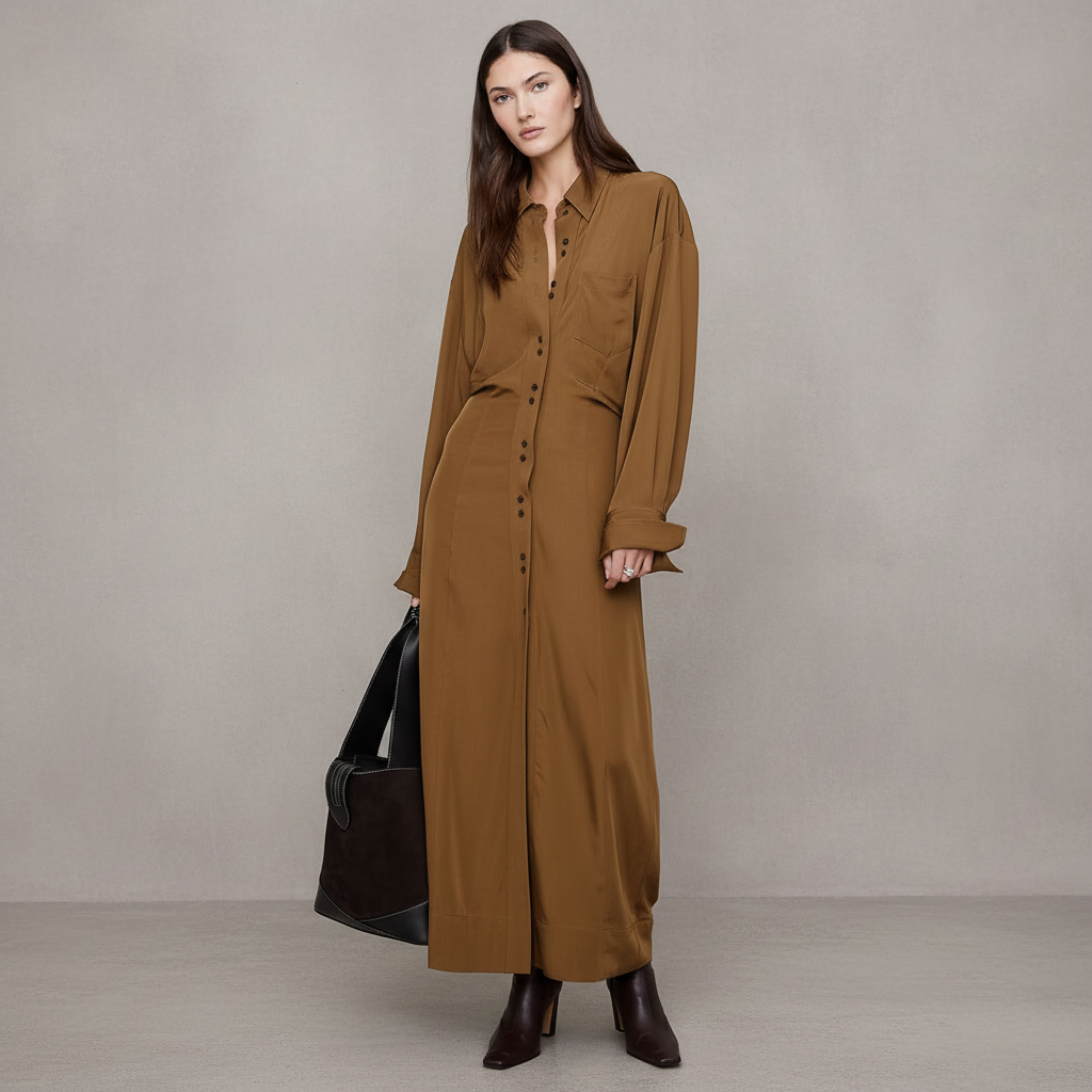 Drapey Twill Shirt Dress