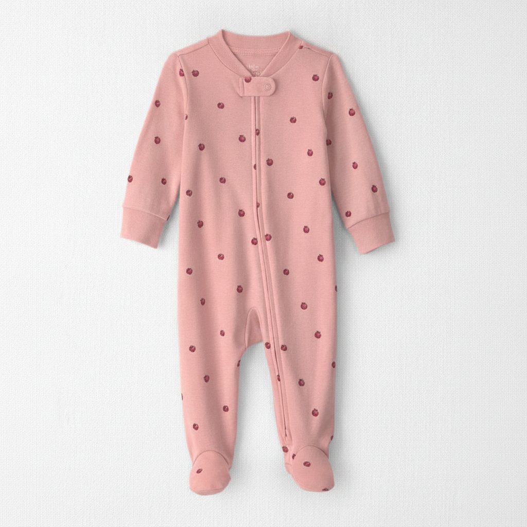 Baby Girl Organic Cotton Sleep And Play Pajamas In Apples