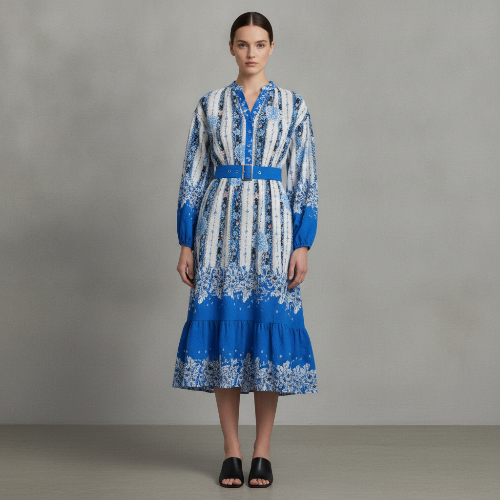 Belted Long Sleeve Dress