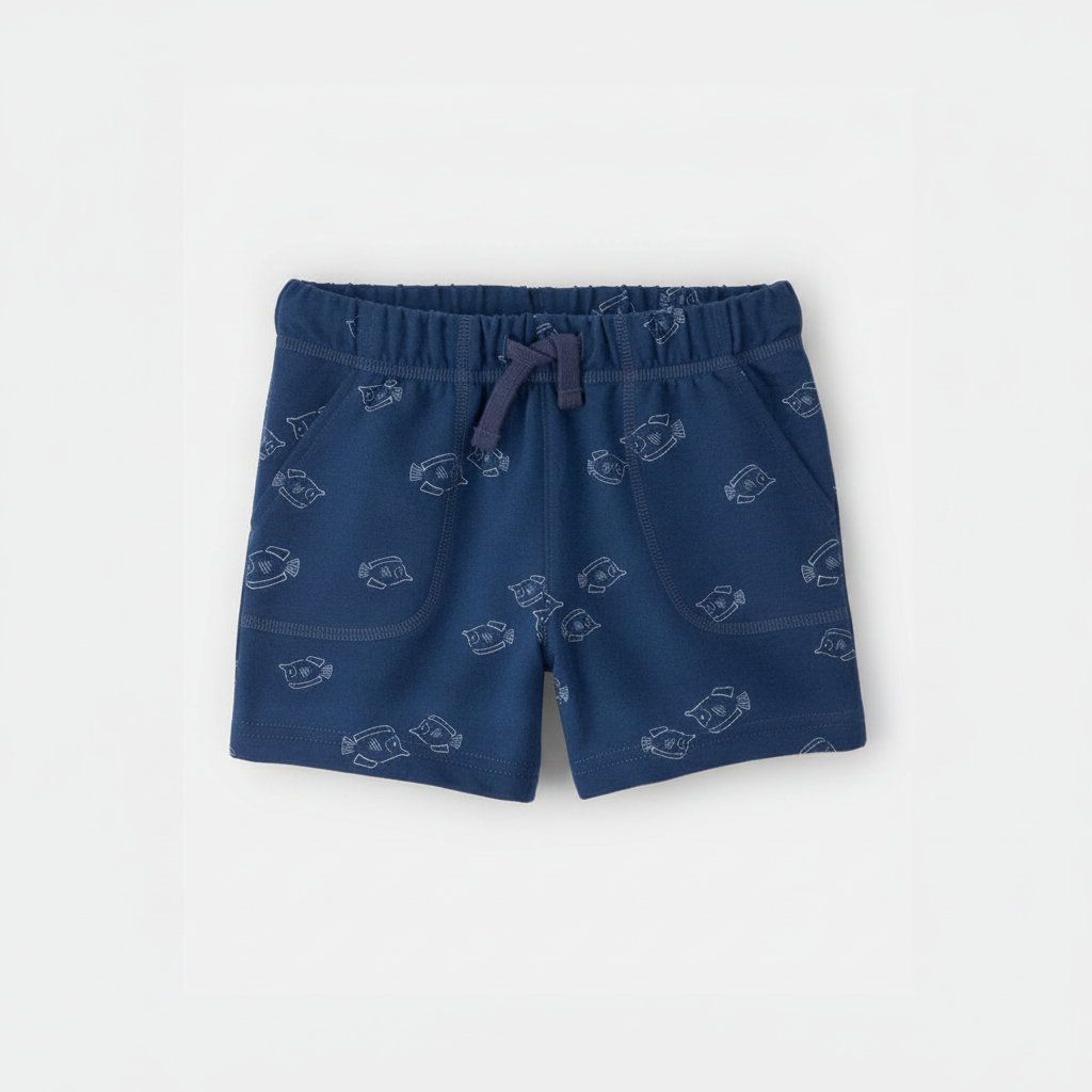 Toddler Boy Fish French Terry Shorts Blue