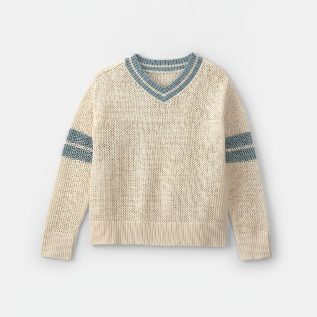 Girls 2-Piece Varsity Sweater - Cream/Blue