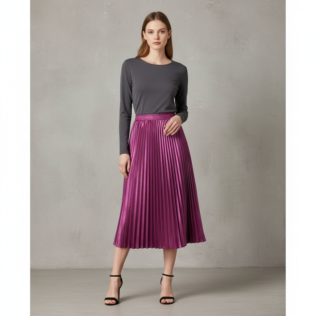  Metallic Midi Skirt 