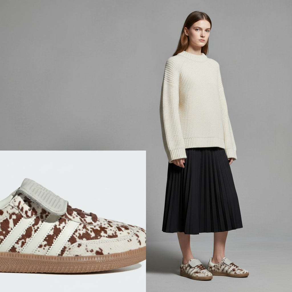 Cow Print Samba Long Tongue Shoes