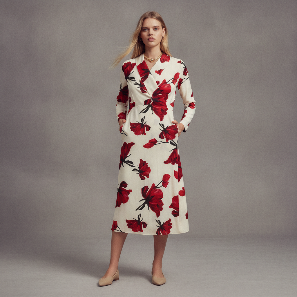 Rose Faux Wrap Dress