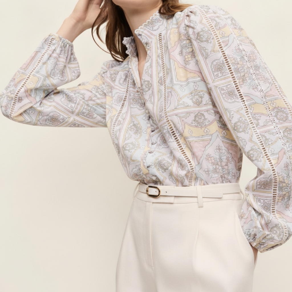 Paisley Embroidered Lace Blouse