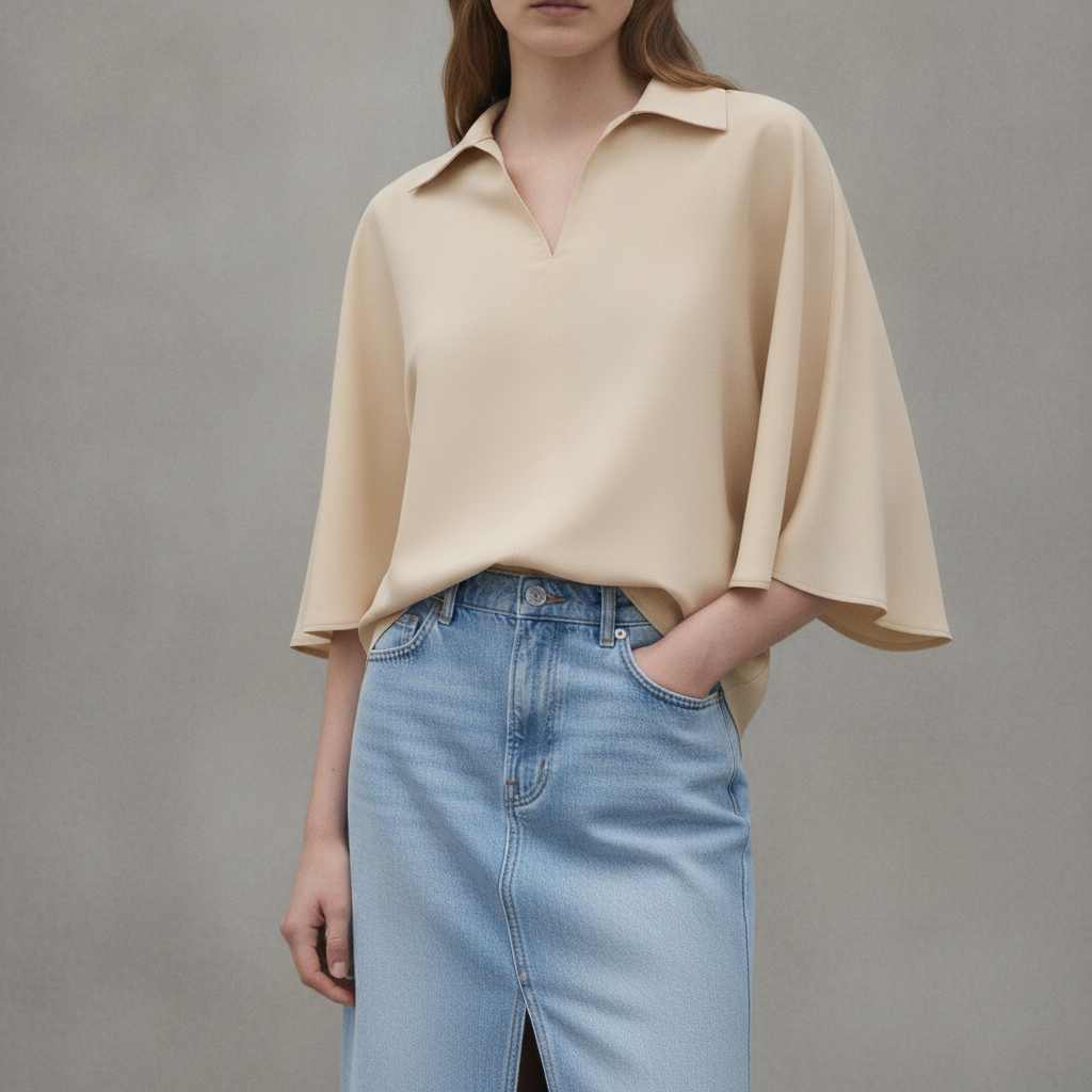 Oversized three-quarter sleeve shirt
