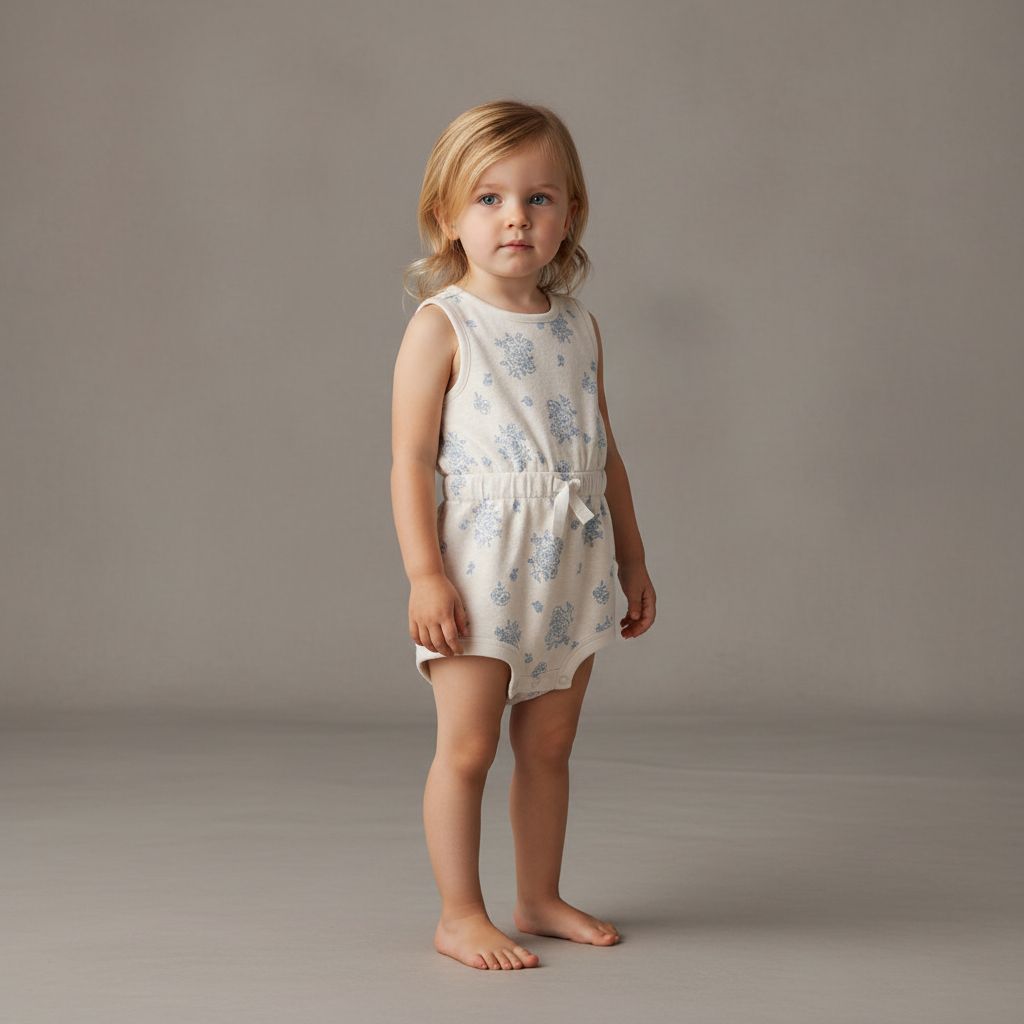 Girls Blue Floral Romper